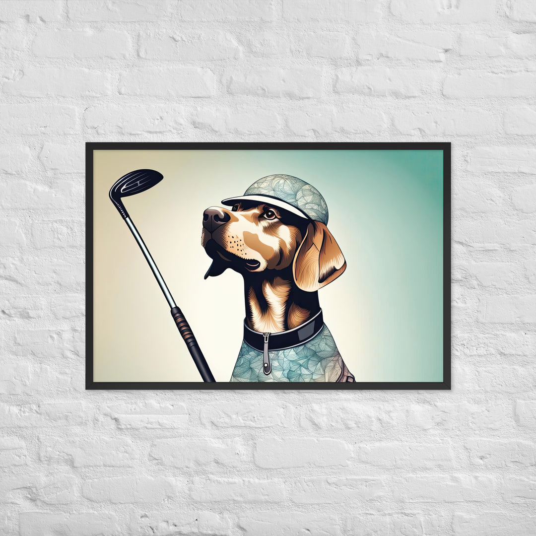 Framed photo paper poster-Labrador Retriever Golfer V8