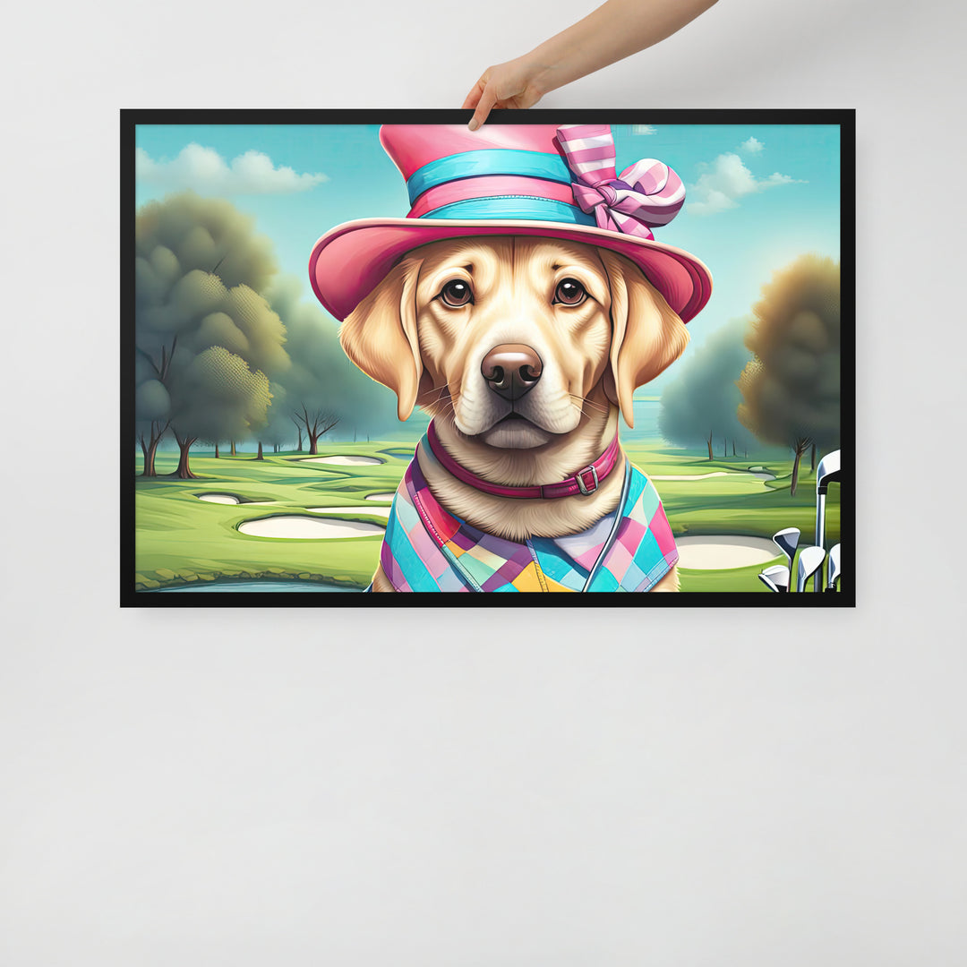 Framed photo paper poster-Labrador Retriever Golfer V9