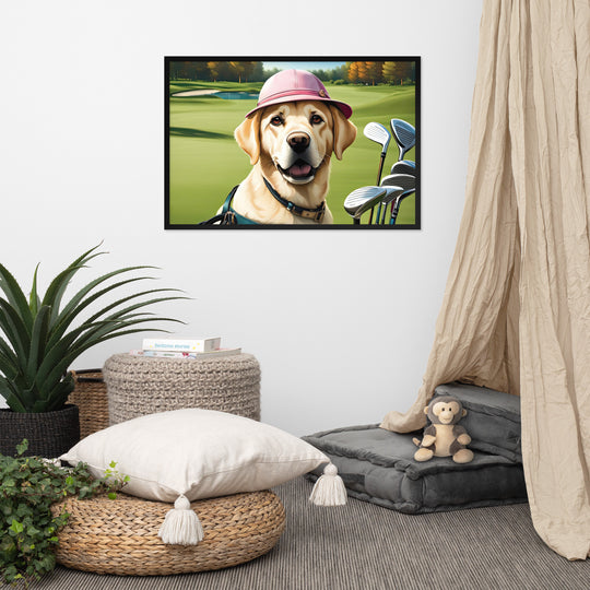 Framed photo paper poster-Labrador Retriever Golfer V19