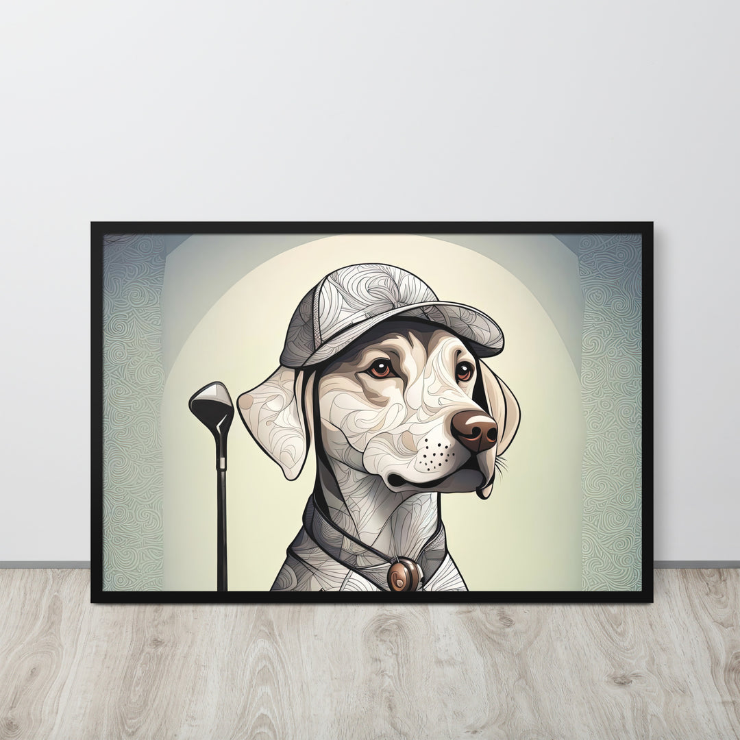 Framed photo paper poster-Labrador Retriever Golfer V22