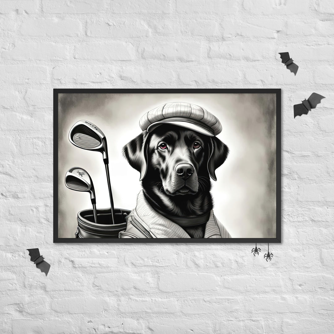 Framed photo paper poster-Labrador Retriever Golfer V11