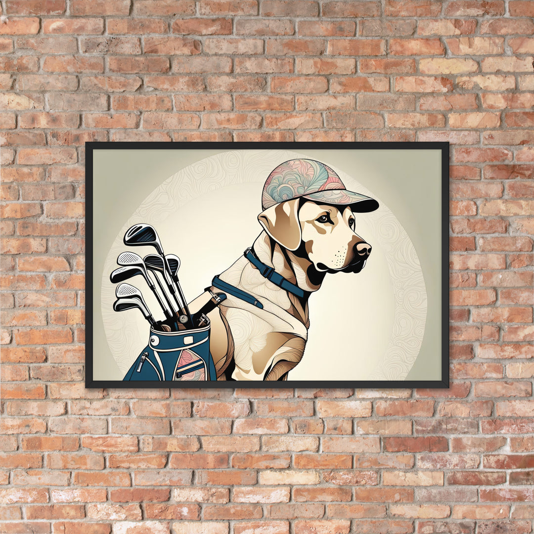 Framed photo paper poster-Labrador Retriever Golfer