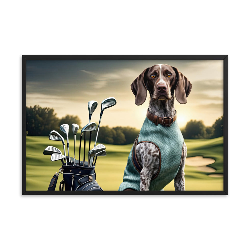 German Shorthaired Pointer Golfer- Framed photo paper poster v2