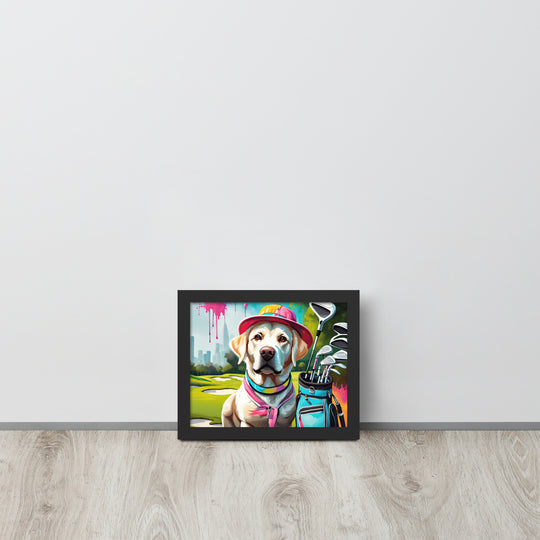 Framed photo paper poster-Labrador Retriever Golfer V15