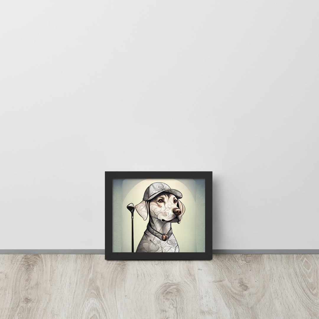 Framed photo paper poster-Labrador Retriever Golfer V22