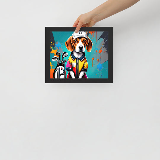 Beagle Golfer- Framed photo paper poster v4