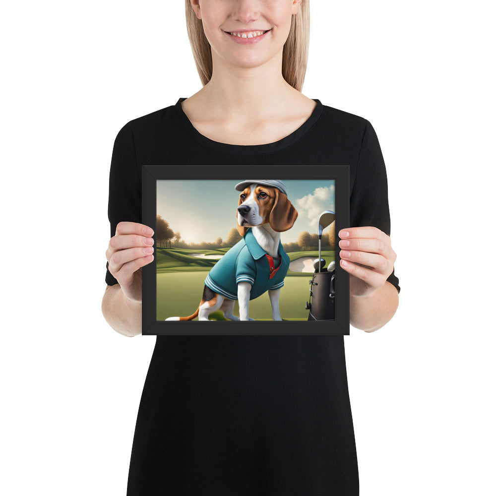 Beagle Golfer- Framed photo paper poster v2