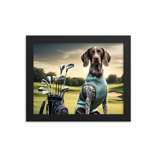 German Shorthaired Pointer Golfer- Framed photo paper poster v2