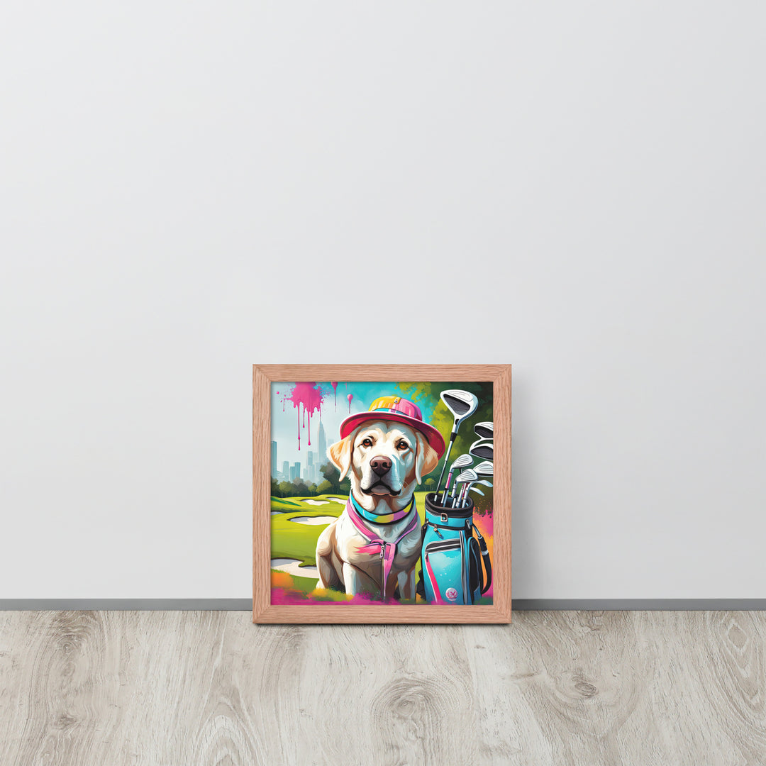 Framed photo paper poster-Labrador Retriever Golfer V15