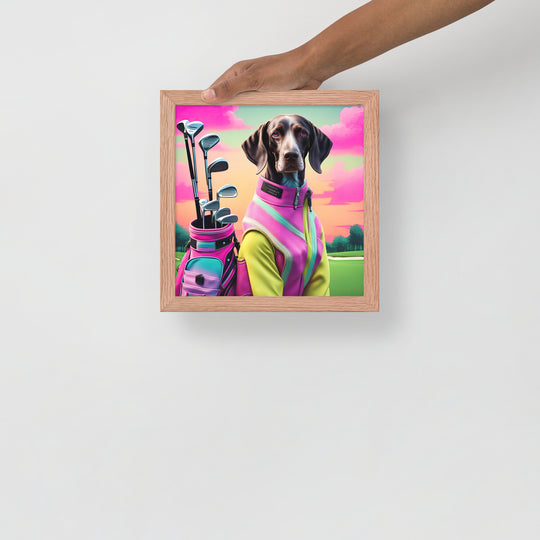 German Shorthaired Pointer Golfer- Framed photo paper poster v3