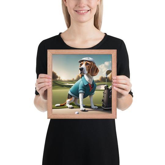 Beagle Golfer- Framed photo paper poster v2