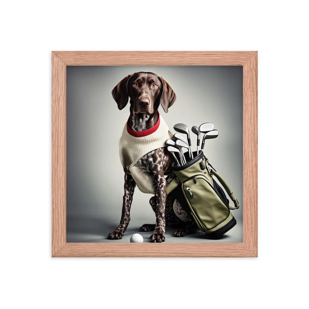 German Shorthaired Pointer Golfer- Framed photo paper poster v4