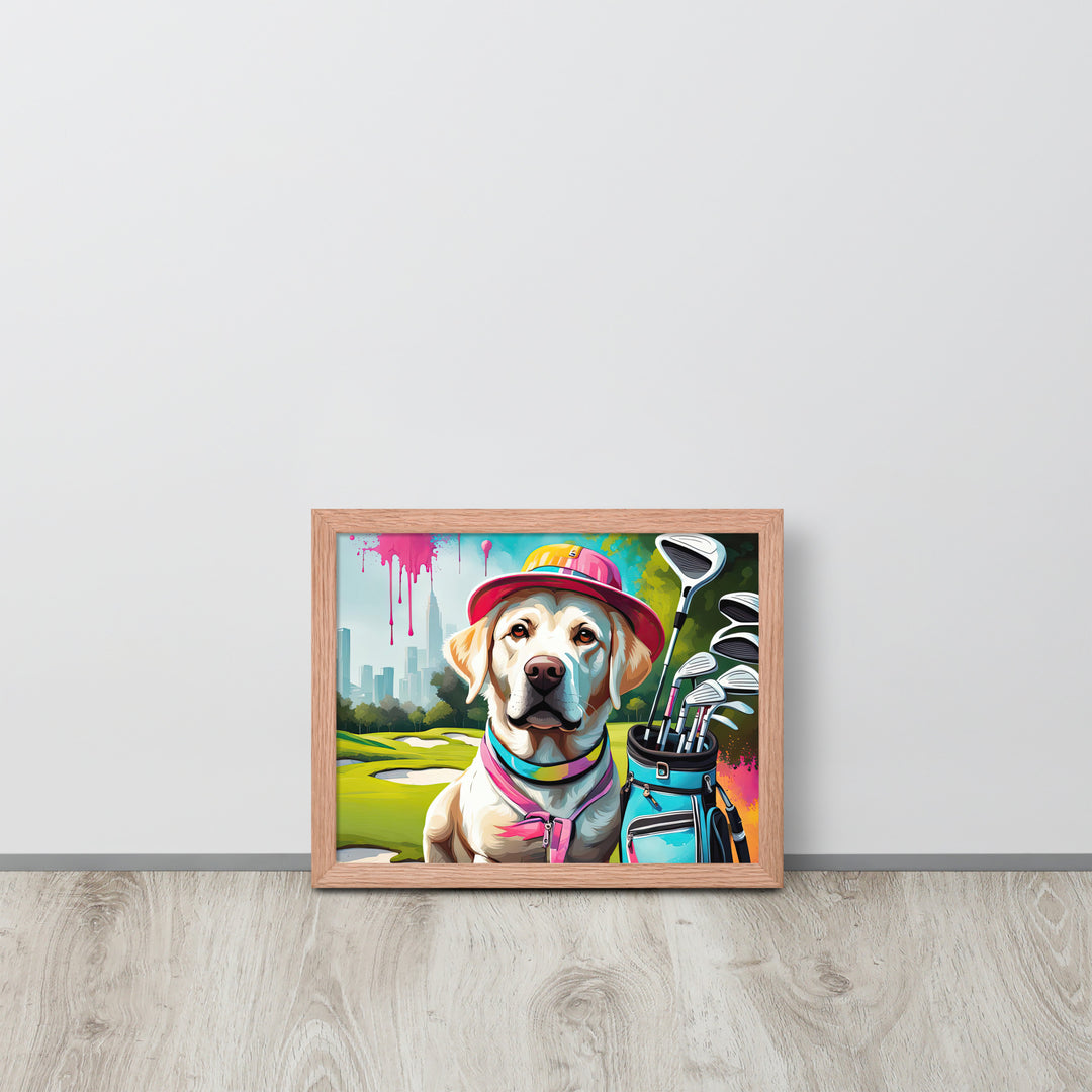 Framed photo paper poster-Labrador Retriever Golfer V15