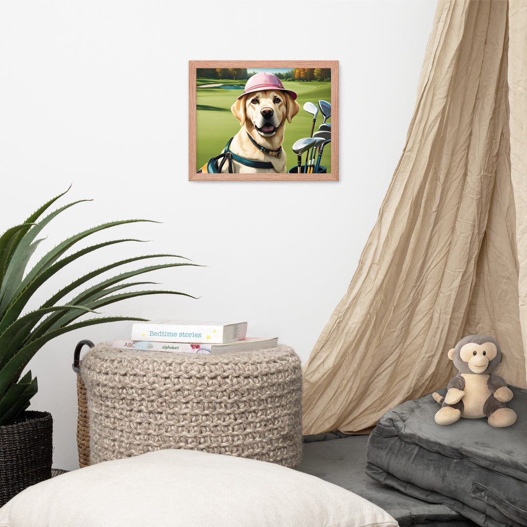 Framed photo paper poster-Labrador Retriever Golfer V19