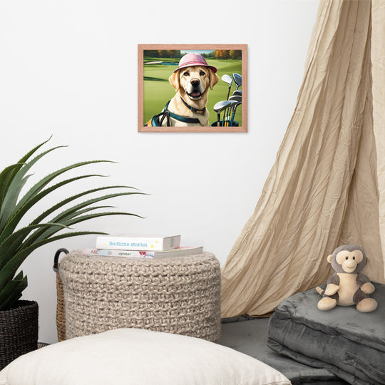 Framed photo paper poster-Labrador Retriever Golfer V19