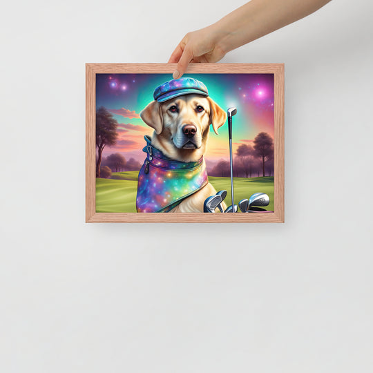 Framed photo paper poster-Labrador Retriever Golfer V21