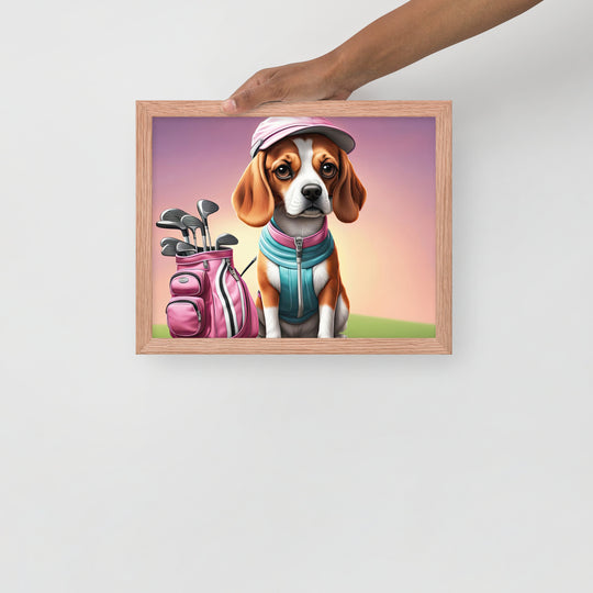 Beagle Golfer- Framed photo paper poster v3