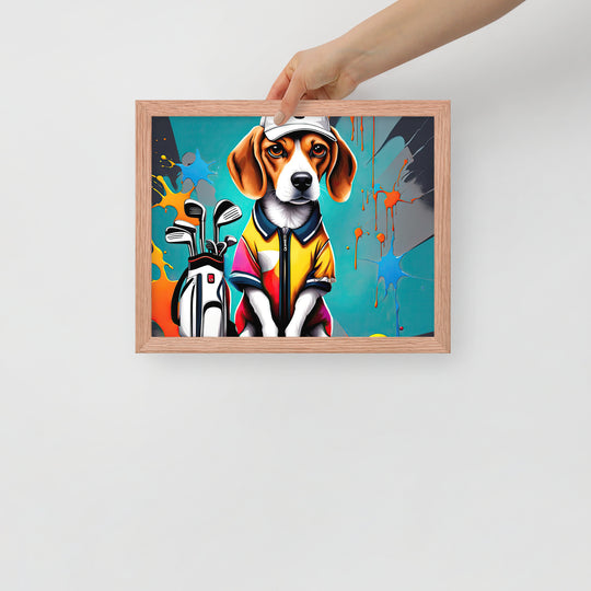 Beagle Golfer- Framed photo paper poster v4