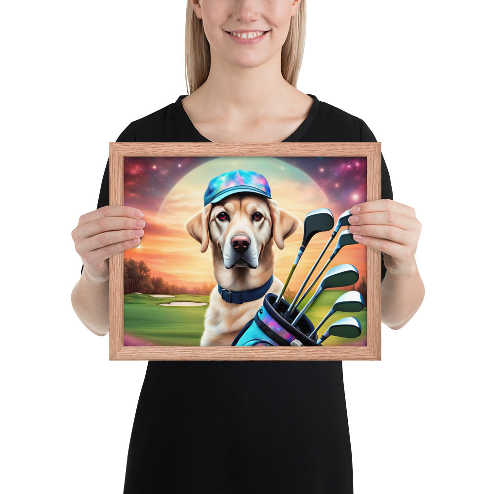 Framed photo paper poster-Labrador Retriever Golfer V12