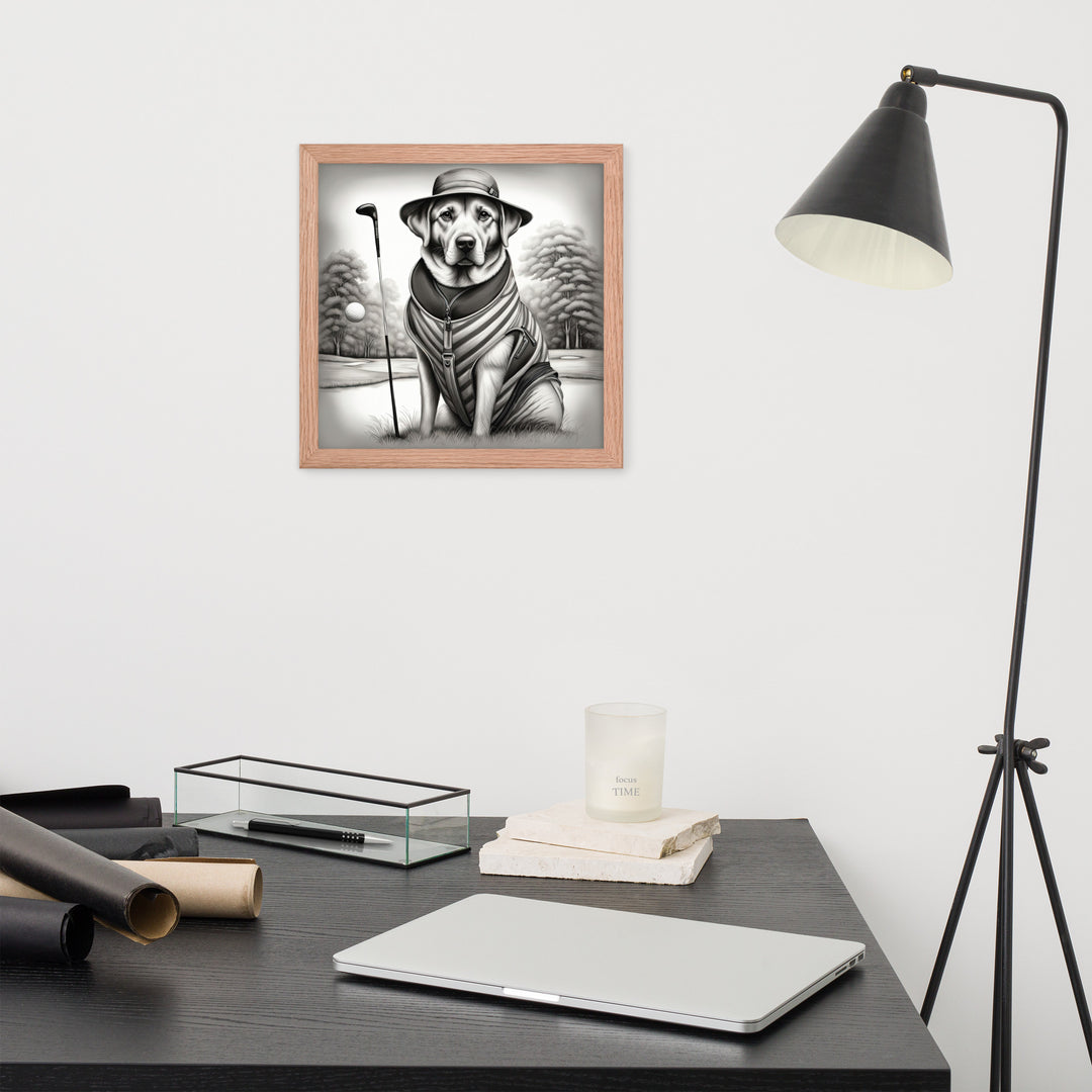 Framed photo paper poster-Labrador Retriever Golfer V7