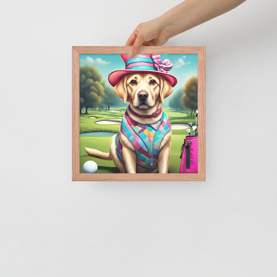 Framed photo paper poster-Labrador Retriever Golfer V9