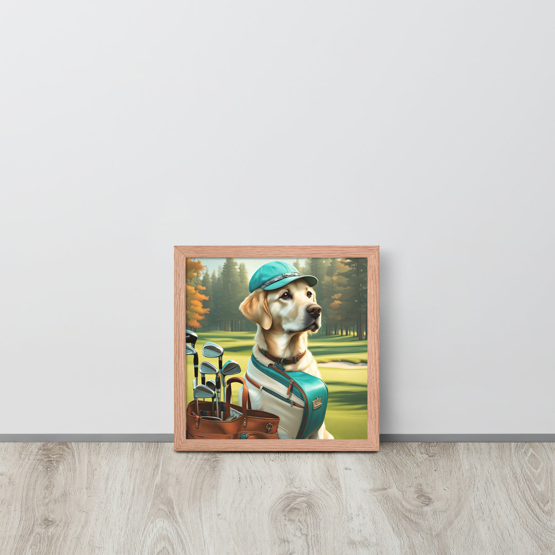 Framed photo paper poster-Labrador Retriever Golfer V10