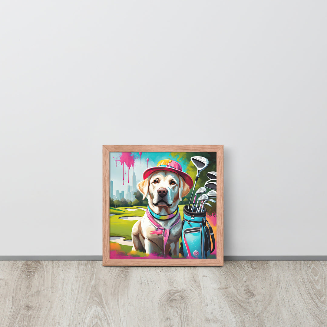 Framed photo paper poster-Labrador Retriever Golfer V15