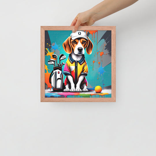 Beagle Golfer- Framed photo paper poster v4