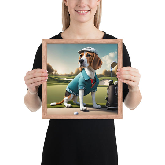 Beagle Golfer- Framed photo paper poster v2