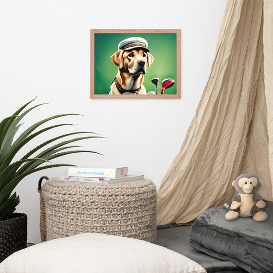 Framed photo paper poster-Labrador Retriever Golfer V3