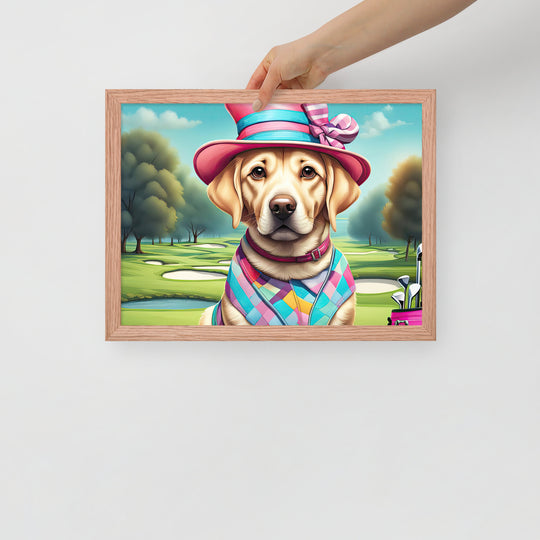 Framed photo paper poster-Labrador Retriever Golfer V9