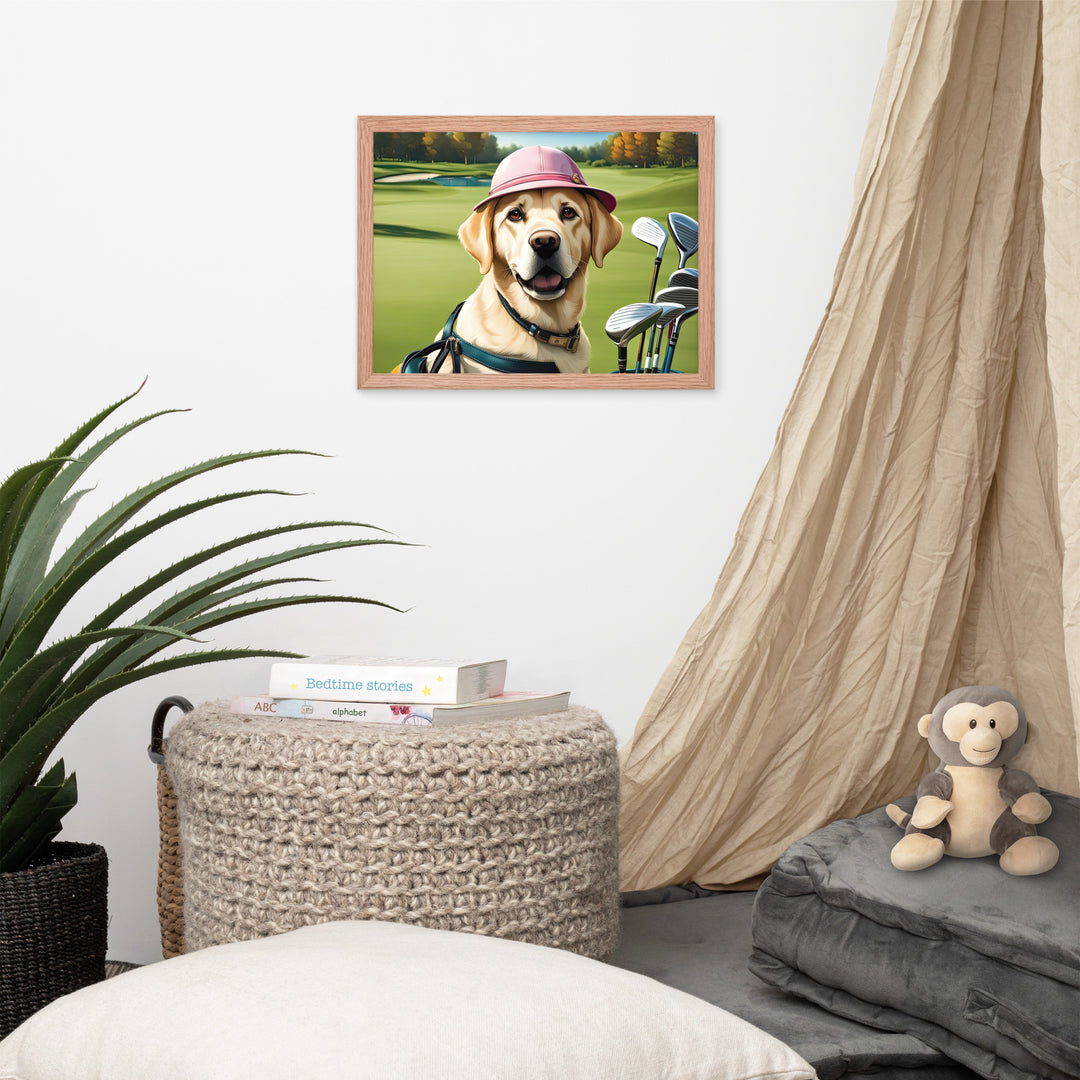 Framed photo paper poster-Labrador Retriever Golfer V19