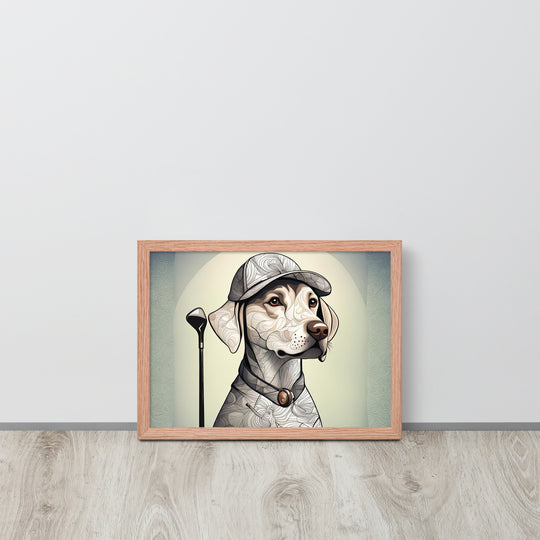 Framed photo paper poster-Labrador Retriever Golfer V22