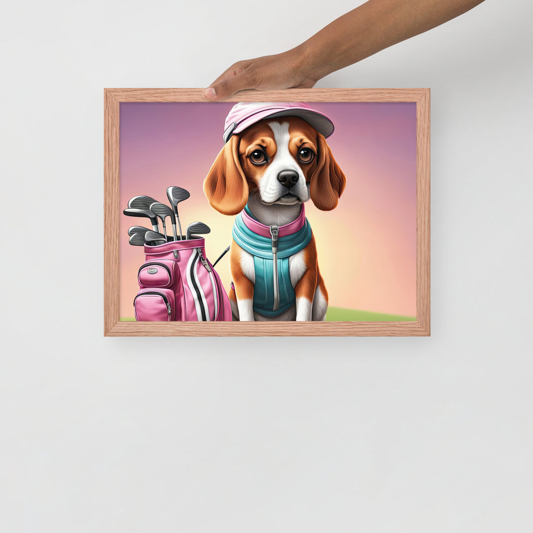 Beagle Golfer- Framed photo paper poster v3