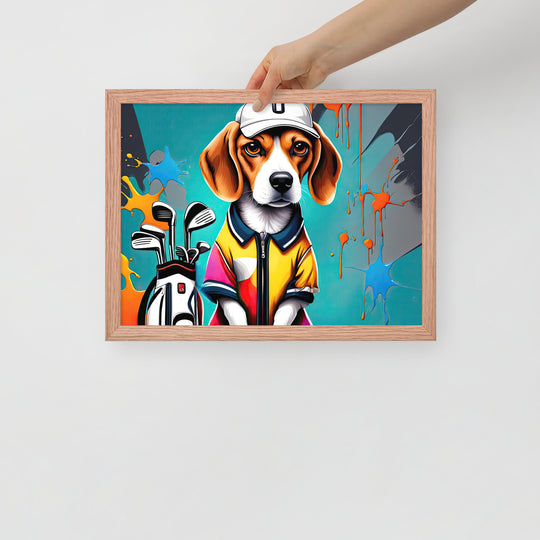 Beagle Golfer- Framed photo paper poster v4