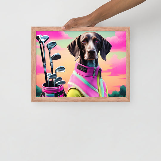 German Shorthaired Pointer Golfer- Framed photo paper poster v3