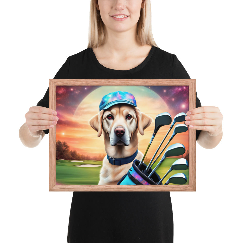 Framed photo paper poster-Labrador Retriever Golfer V13