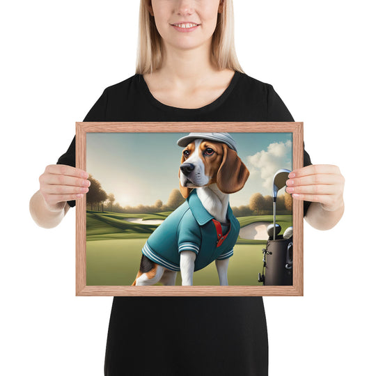 Beagle Golfer- Framed photo paper poster v2