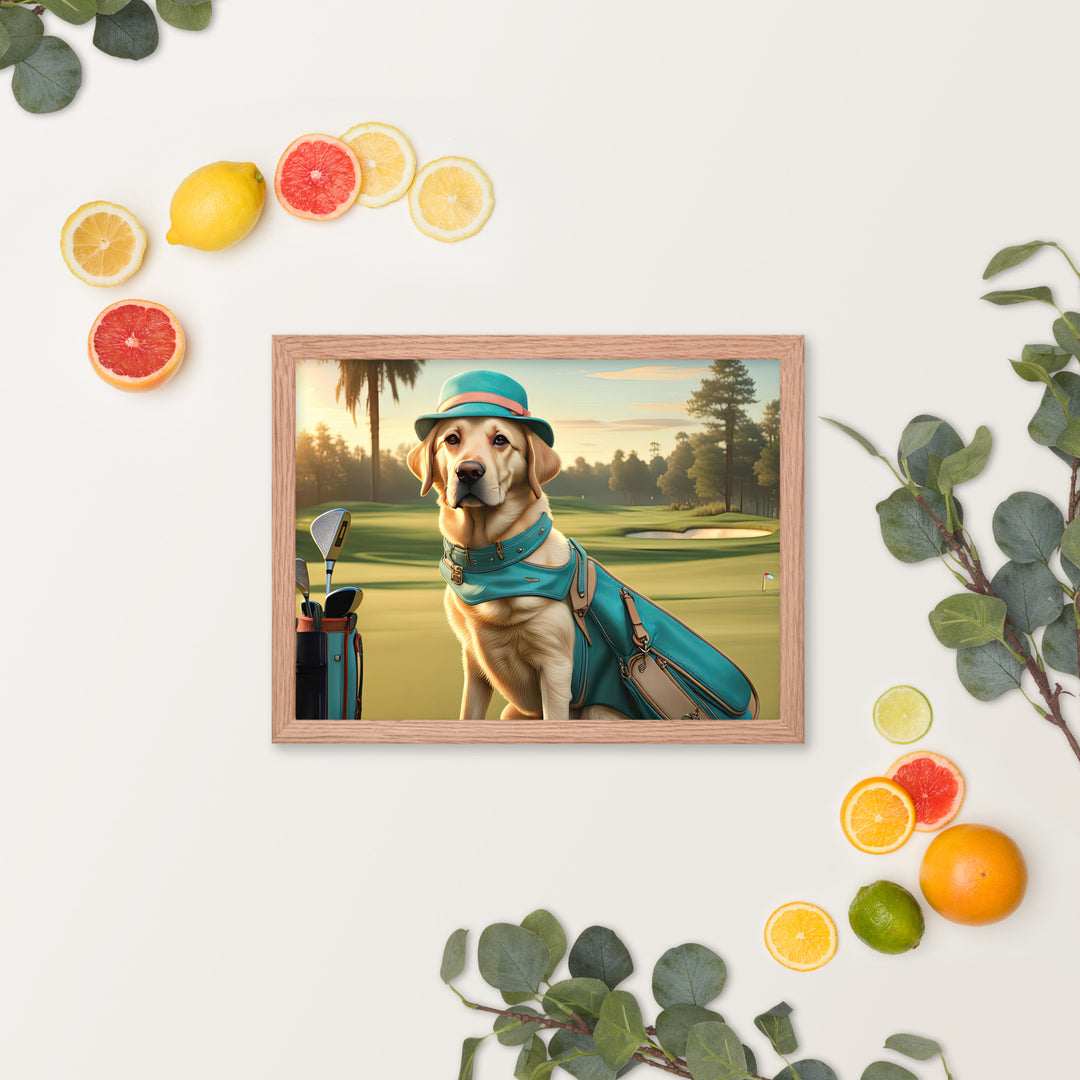 Framed photo paper poster-Labrador Retriever Golfer V12