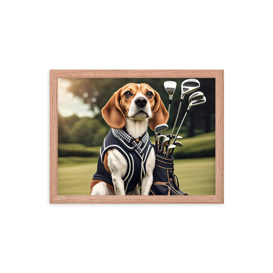 Beagle Golfer- Framed photo paper poster