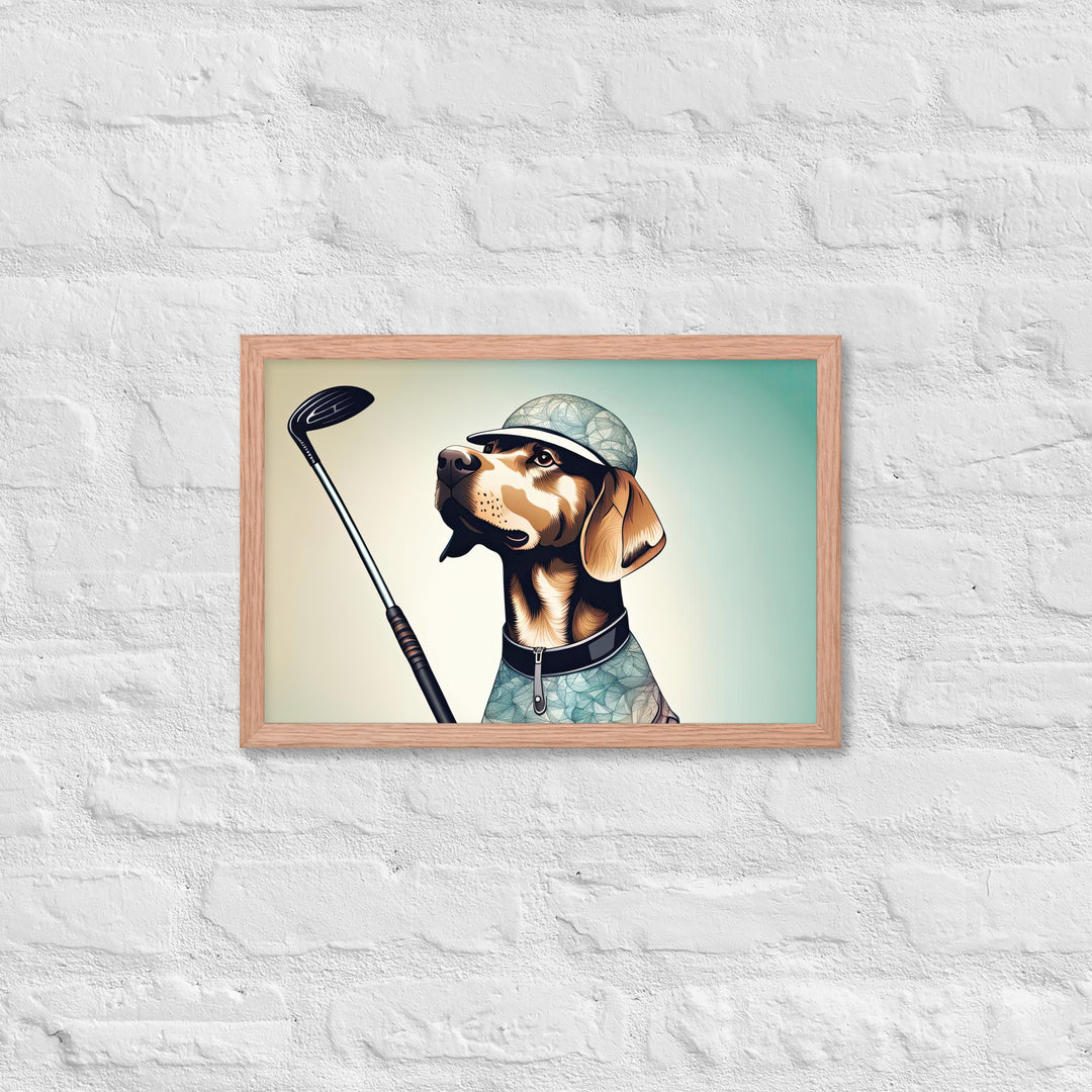 Framed photo paper poster-Labrador Retriever Golfer V8