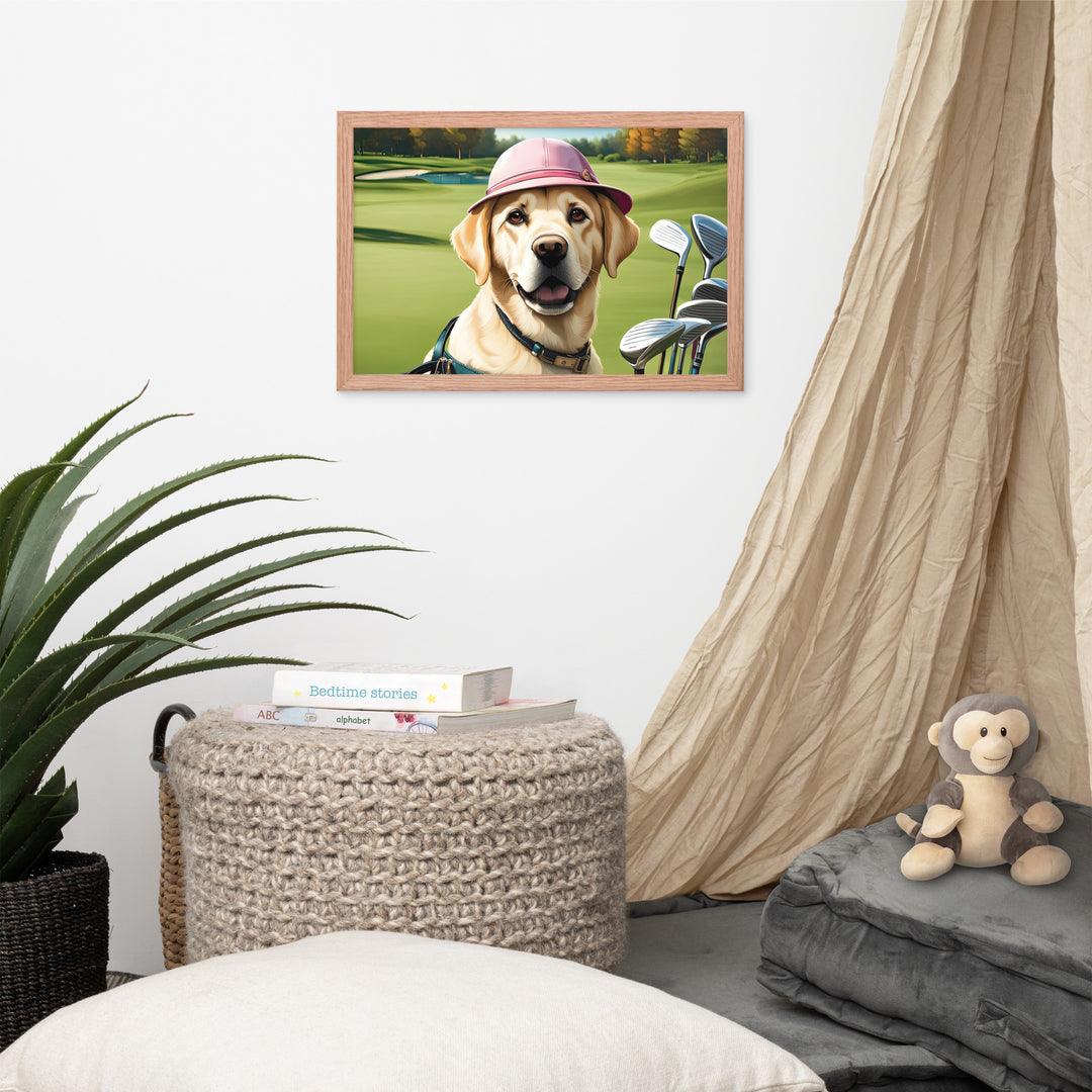 Framed photo paper poster-Labrador Retriever Golfer V19