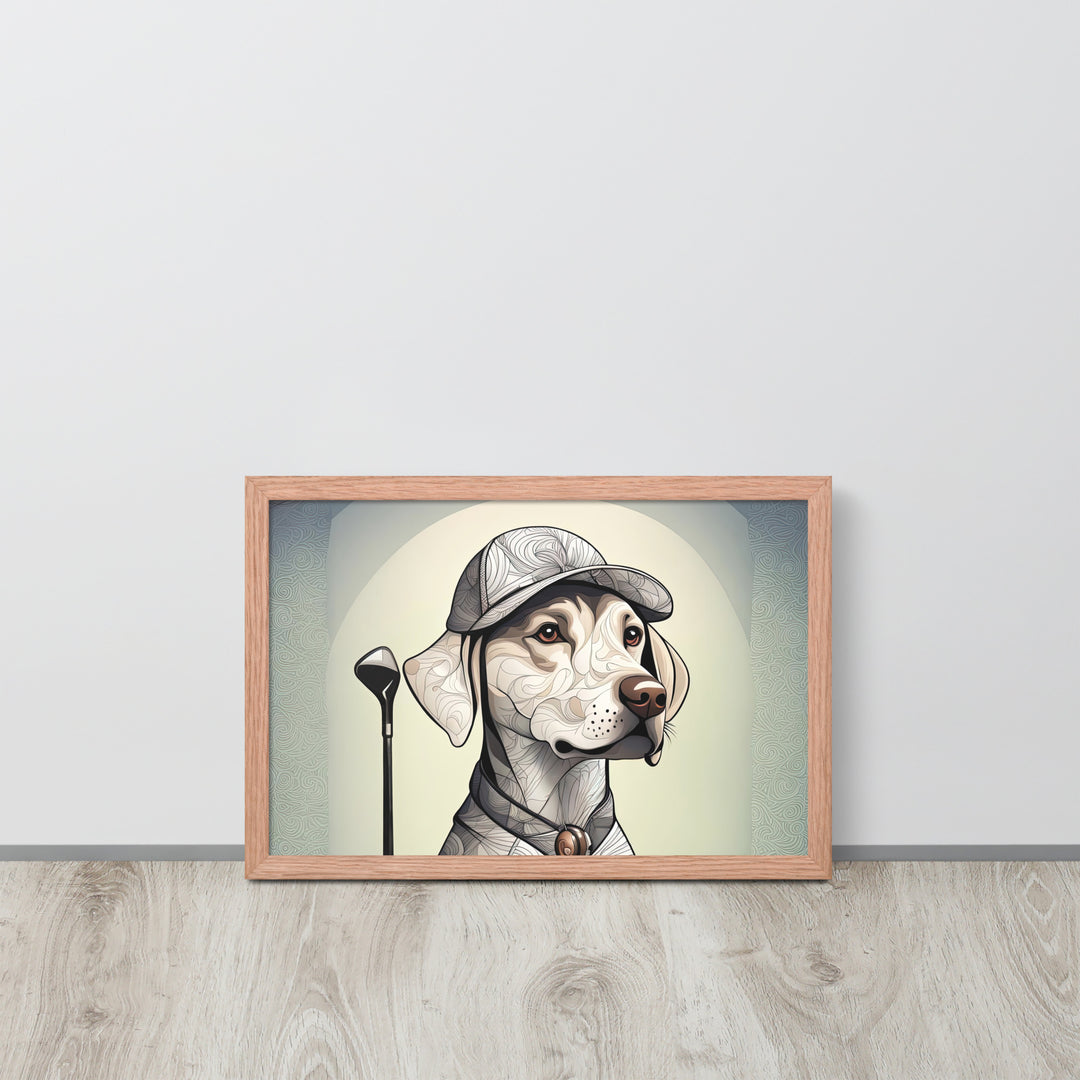 Framed photo paper poster-Labrador Retriever Golfer V22