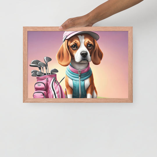 Beagle Golfer- Framed photo paper poster v3