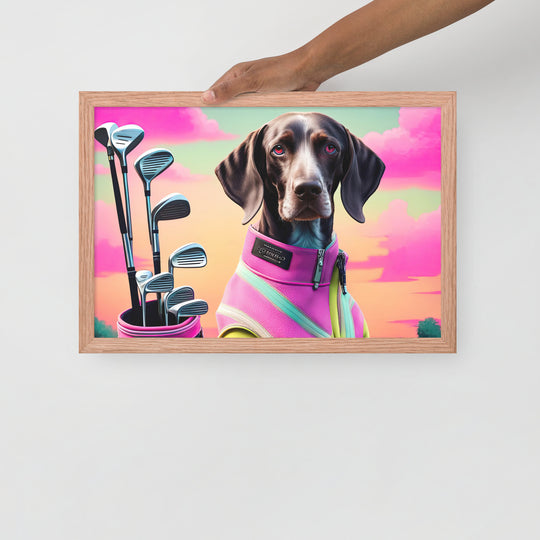 German Shorthaired Pointer Golfer- Framed photo paper poster v3