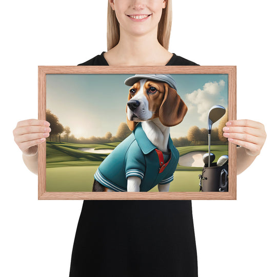 Beagle Golfer- Framed photo paper poster v2