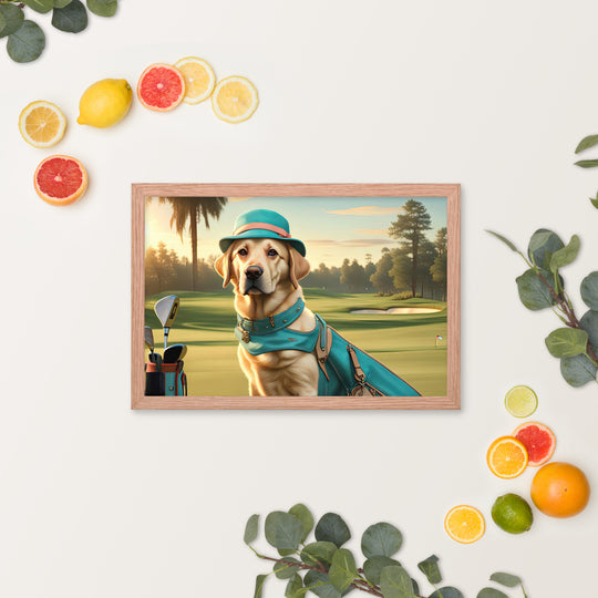 Framed photo paper poster-Labrador Retriever Golfer V12