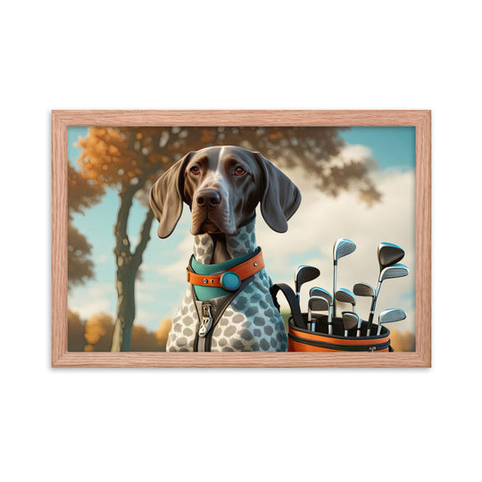 German Shorthaired Pointer Golfer- Framed photo paper poster