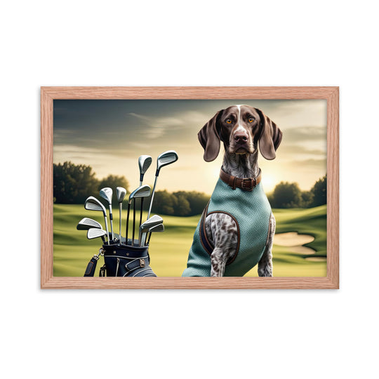 German Shorthaired Pointer Golfer- Framed photo paper poster v2