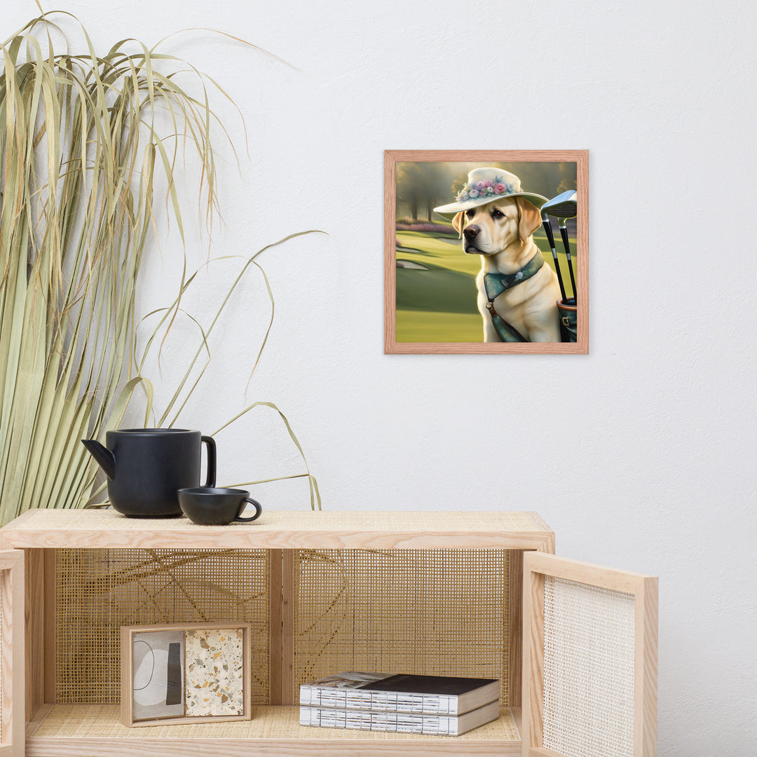 Framed photo paper poster-Labrador Retriever Golfer V5